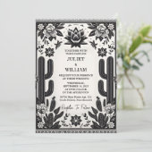 Elegante Fiesta Cactus Floral Mexicaanse bruiloft Kaart (Staand voorkant)