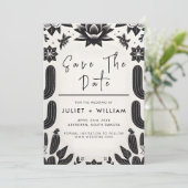 Elegante Fiesta Cactus Floral Mexicaanse bruiloft Save The Date (Staand voorkant)