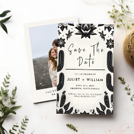 Elegante Fiesta Cactus Floral Mexicaanse bruiloft Save The Date