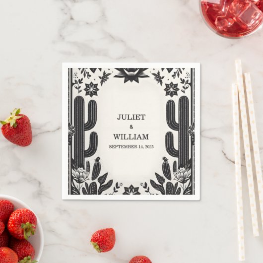 Elegante Fiesta Cactus Floral Mexicaanse bruiloft Servet (Insitu)