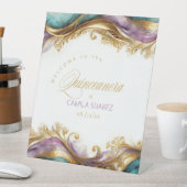 Elegante Fiesta Quinceanera Welkom ID1029 Reclamebord Met Voetstuk (Insitu)