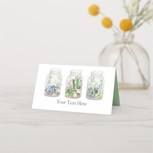 Elegante Fiesta Terrarium Bloemen Succulent Douche Plaatskaartje (Voorkant)