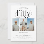 Elegante FIFTY 3 fotocollage 50ste verjaardag Kaart (Voorkant)