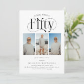 Elegante FIFTY 3 fotocollage 50ste verjaardag Kaart (Staand voorkant)