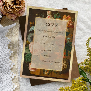 Elegante Fijne Kunst Bloemstuk Bruiloft RSVP Kaartje