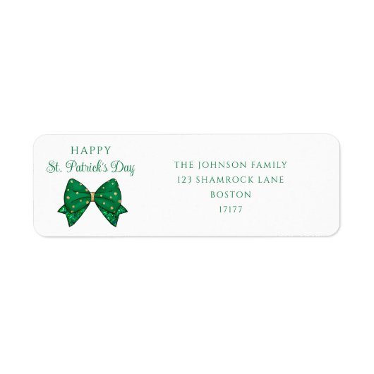 Elegante fijne St. Patrick's Dag-adres Etiket (Voorkant)