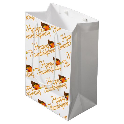 Elegante fijne Thanksgiving-groeten Medium Cadeauzakje (Voorkant Gekanteld)