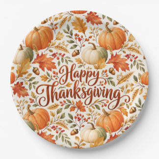 Elegante fijne Thanksgiving herfst pompoen & herfs Papieren Bordje