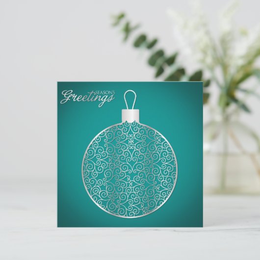 Elegante filigraan bauble kaart (Staand voorkant)