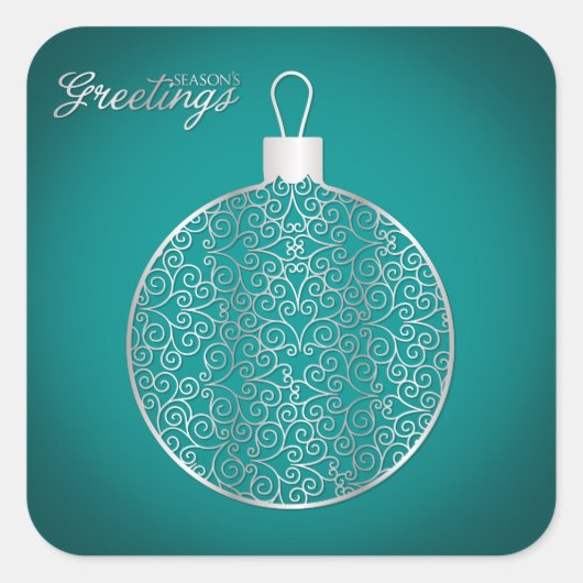 Elegante filigraan bauble vierkante sticker (Voorkant)