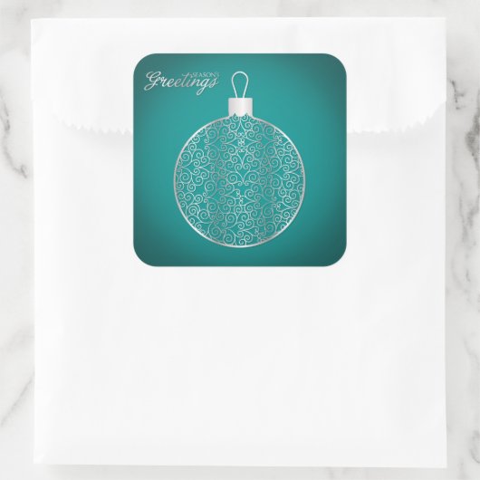 Elegante filigraan bauble vierkante sticker (Tas)