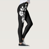 Elegante filigraan bloemen Modern zwart en wit Leggings (Rechts)