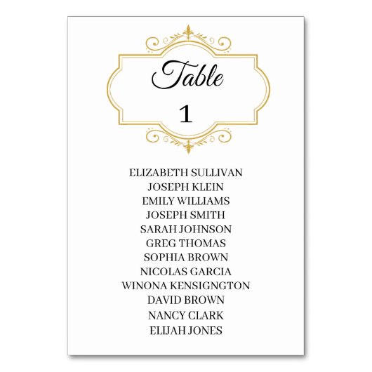 Elegante filigraan bruiloft tafel zitplaatsen kaar kaart (Voorkant)