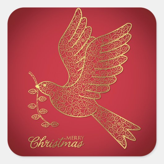 Elegante filigraan duif vierkante sticker (Voorkant)