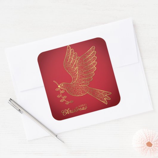 Elegante filigraan duif vierkante sticker (Envelop)