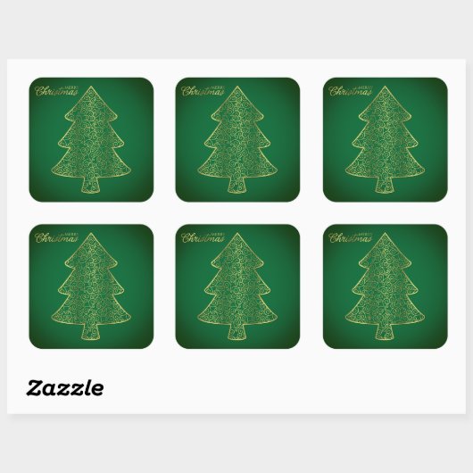 Elegante filigraan kerstboom vierkante sticker (Vel)