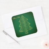 Elegante filigraan kerstboom vierkante sticker (Envelop)