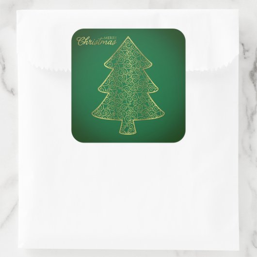 Elegante filigraan kerstboom vierkante sticker (Tas)