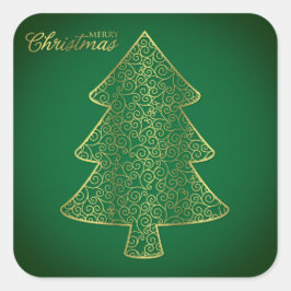 Elegante filigraan kerstboom vierkante sticker