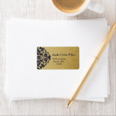 Elegante Filigree Navy Gouden Bruiloft Etiket (Insitu)