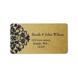 Elegante Filigree Navy Gouden Bruiloft Etiket