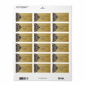 Elegante Filigree Navy Gouden Bruiloft Etiket (Full Sheet)