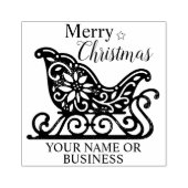 Elegante Filigree Santa Sleigh gepersonaliseerde n Rubberstempel (Afrduk)