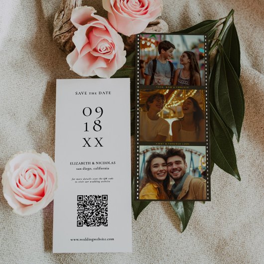 Elegante filmstrip foto booth | QR-code  Save The Date