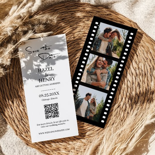 Elegante Filmstrook Fotocabine Bladwijzer Save The Date