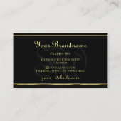 Elegante Fire Gold Sparkle Glitter Initialen Zwart Visitekaartje (Achterkant)