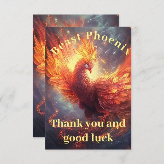 Elegante Fire Phoenix Bedankkaart (Voorkant / Achterkant)