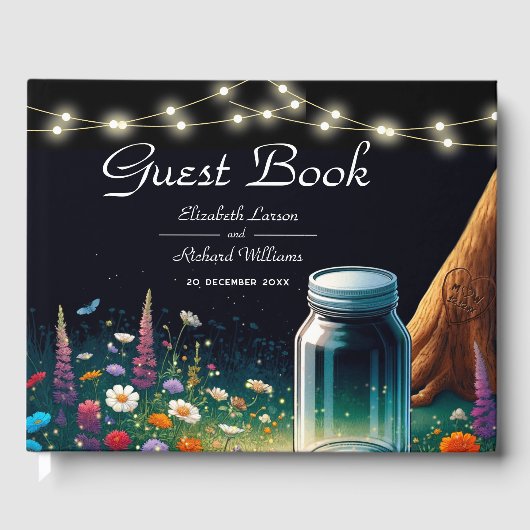 Elegante Firefly rustieke bruiloft uitnodiging Gastenboek (Voorkant)