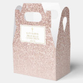Elegante First Holy Communion Roos Gouden Glitter Bedankdoosjes (Geopend)