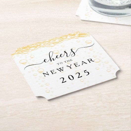 Elegante Fizz Bubbles juicht oudejaarsavond Kartonnen Onderzetters (Gekanteld)