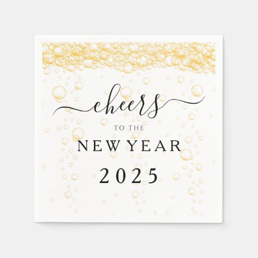 Elegante Fizz Bubbles juicht oudejaarsavond Servet (Voorkant)