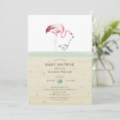 Elegante Flamingo Baby shower Invitation Kaart (Staand voorkant)