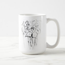 Elegante Flamingo Flock Sketch Koffiemok