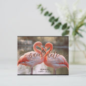 Elegante Flamingo Liefde Bewaar de Datum Sjabloon Briefkaart (Staand voorkant)