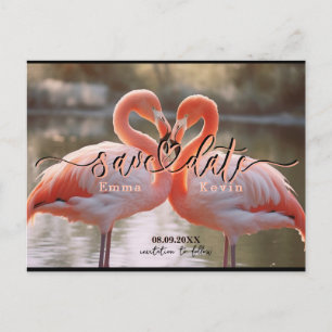 Elegante Flamingo Liefde Bewaar de Datum Sjabloon Briefkaart