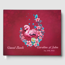 Elegante flamingo met tropische bloemen.