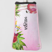 Elegante Flamingo Tropische Bloemen Golfheadcover (Draai 90)