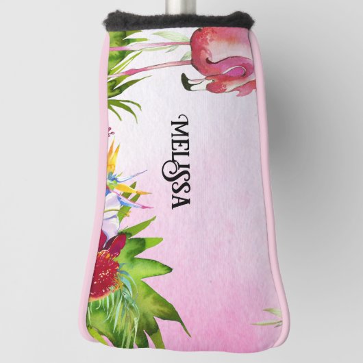 Elegante Flamingo Tropische Bloemen Golfheadcover (Draai 90)