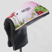 Elegante Flamingo Tropische Bloemen Golfheadcover (3/4 voorkant)