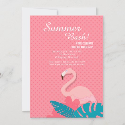 Elegante Flamingo Uitnodiging (Voorkant)