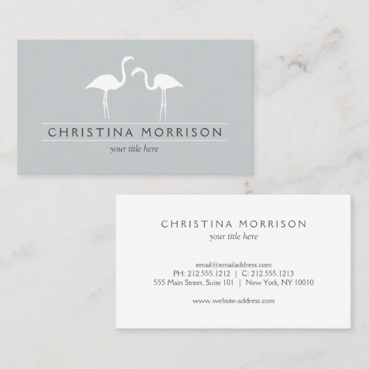 Elegante Flamingo's op Slate Blue Visitekaartje (Voorkant / Achterkant)