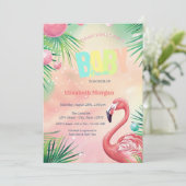 Elegante Flamingos Palm Leaves Baby shower Kaart (Staand voorkant)