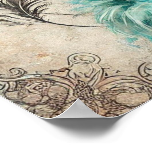 Elegante flapper dame in een turquois jurk, jaren  poster (Hoek)