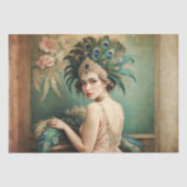Elegante Flapper Meisje met Pauw Veren Decoupa Tissuepapier (Voorkant)