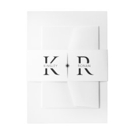 Elegante Flare Monogram Bruiloft  Uitnodigingen Wikkel