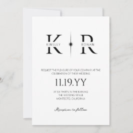 Elegante Flare Monogram Huwelijk Kaart